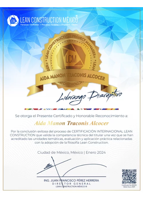 CERTIFICACION INTERNACIONAL LEANCONSTRUCTION Aida traconis alcocer